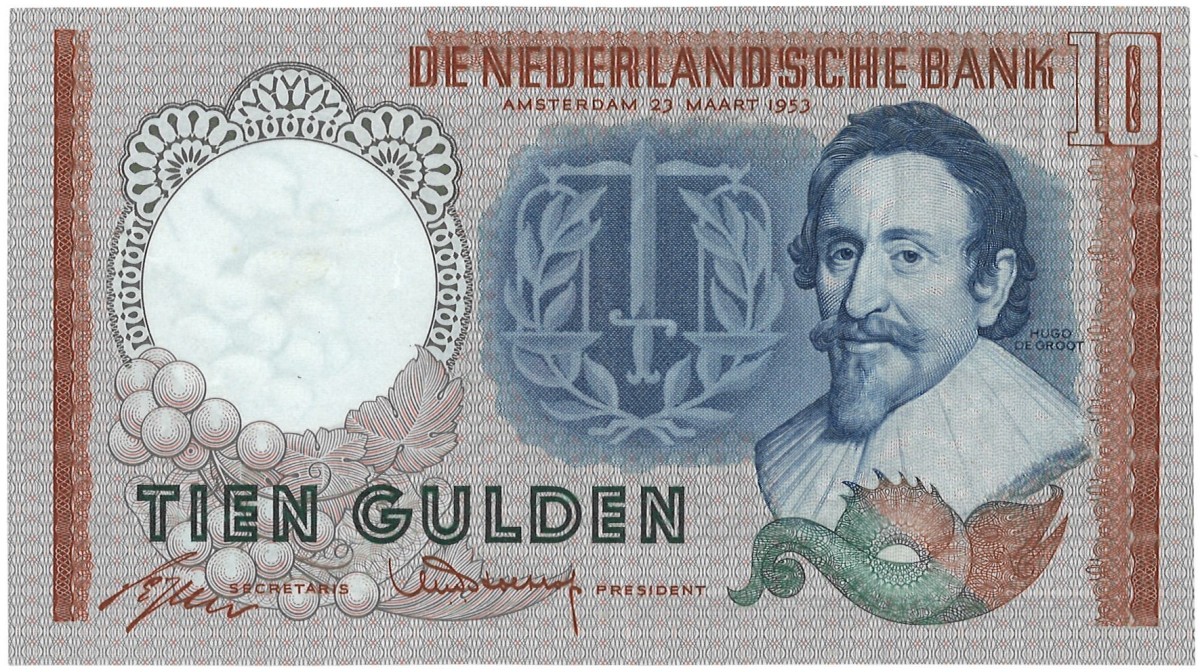 Nederland. 10 Gulden. Bankbilijet. Type 1953. - Prachtig.