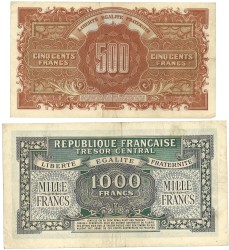 France. Lot 2 Banknotes. Banknote. Type ND. - Very fine.