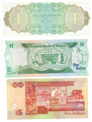 Belize. Lot 3 Banknotes. Banknote. Type 1976/2005. - Very fine – UNC.