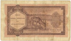 Belgian Congo and Ruanda-Urundi. 1000 Francs. Banknote. Type ND. - Very fine.