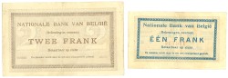 Belgium. Lot 2 Banknotes. Belgium. Type 1914. - Zeer Fraai.