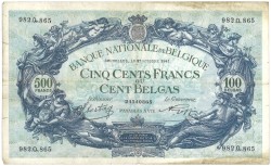 Belgium. 500 Frank. Banknote. Type 1941. - Fine.