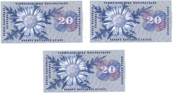 Switserland. lot 3 Banknotes. Banknotes. Type 1967. - Extremely fine.