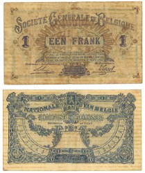 Belgium. lot 2 Banknotes. Banknote. Type 1915/1920. - Fine / Very fine.