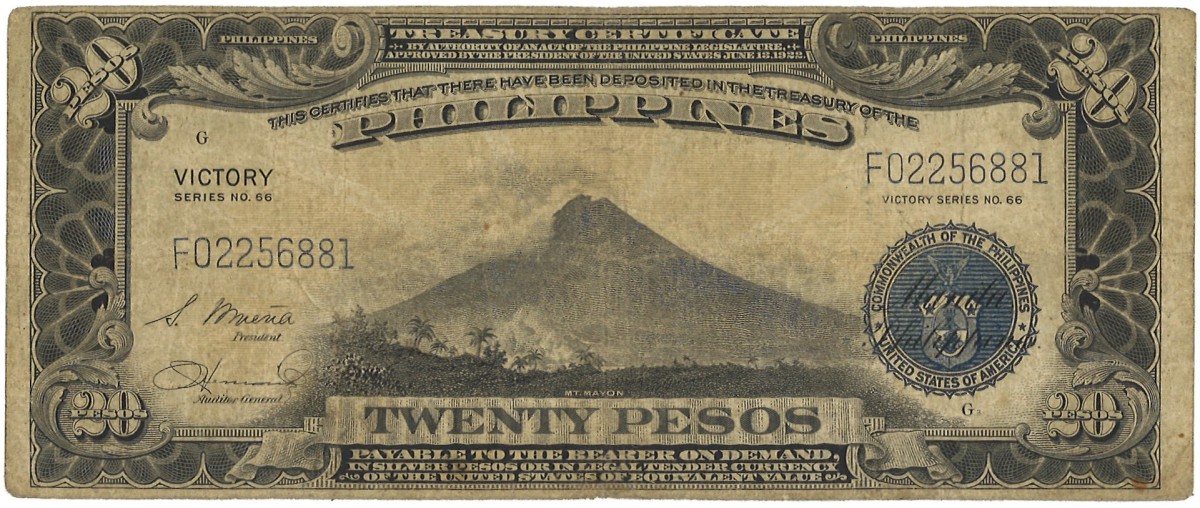 Philipines. 20 Pesos. Banknote. Type 1922. - Fine +.