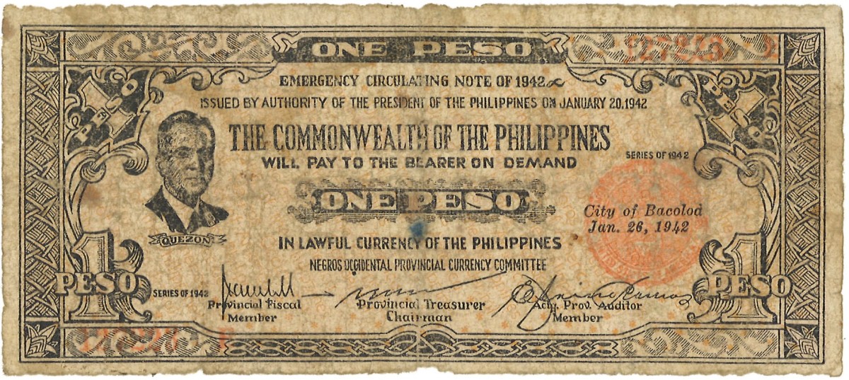 Philipines. 1 Peso. Banknote. Type 1942. - Fine.