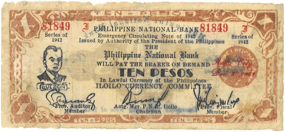 Philipines. 10 Pesos. Banknote. Type 1942. - Good.