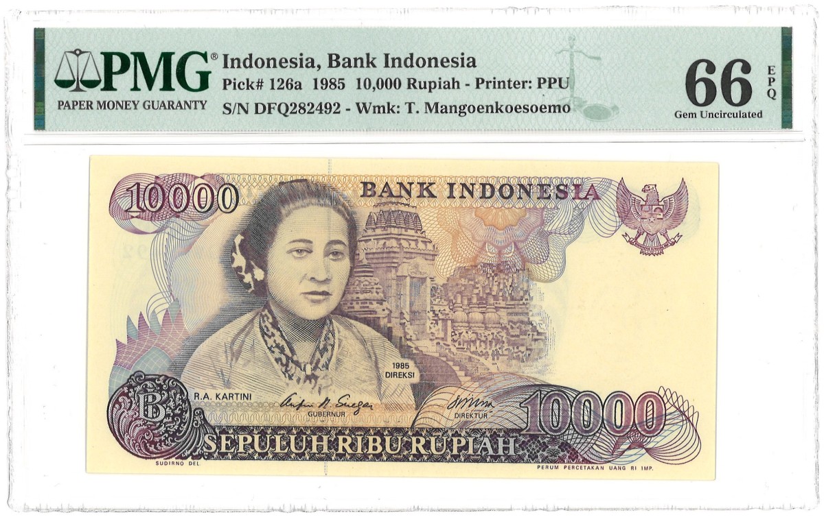 Indonesia. 10000 Rupiah. Banknote. Type 1985. - PMG 66EPQ