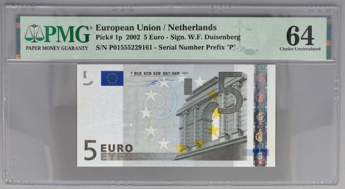 Nederland. 5 Euro. Bankbiljet. Type 2002 - PMG 64