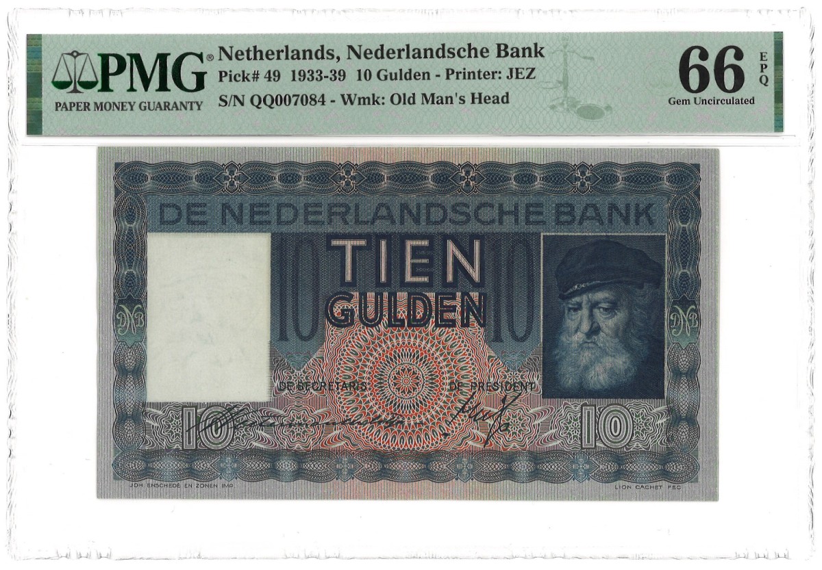 Nederland. 10 Gulden. Bankbiljet. Type 1939 - PMG 66 EPQ