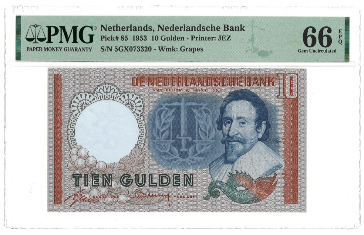 Nederland. 10 Gulden. Bankbiljet. Type 1953 - PMG 66EPQ