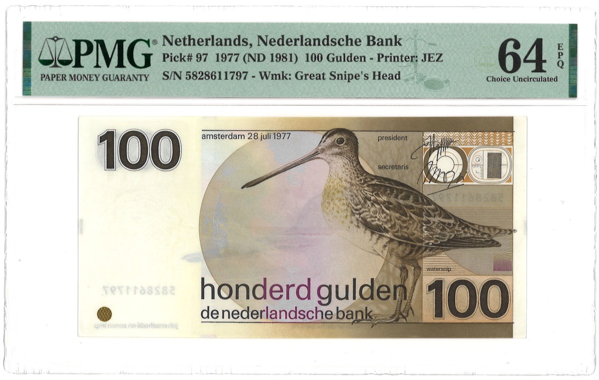 Nederland. 100 Gulden. Bankbiljet. Type 1977 - PMG 64EPQ