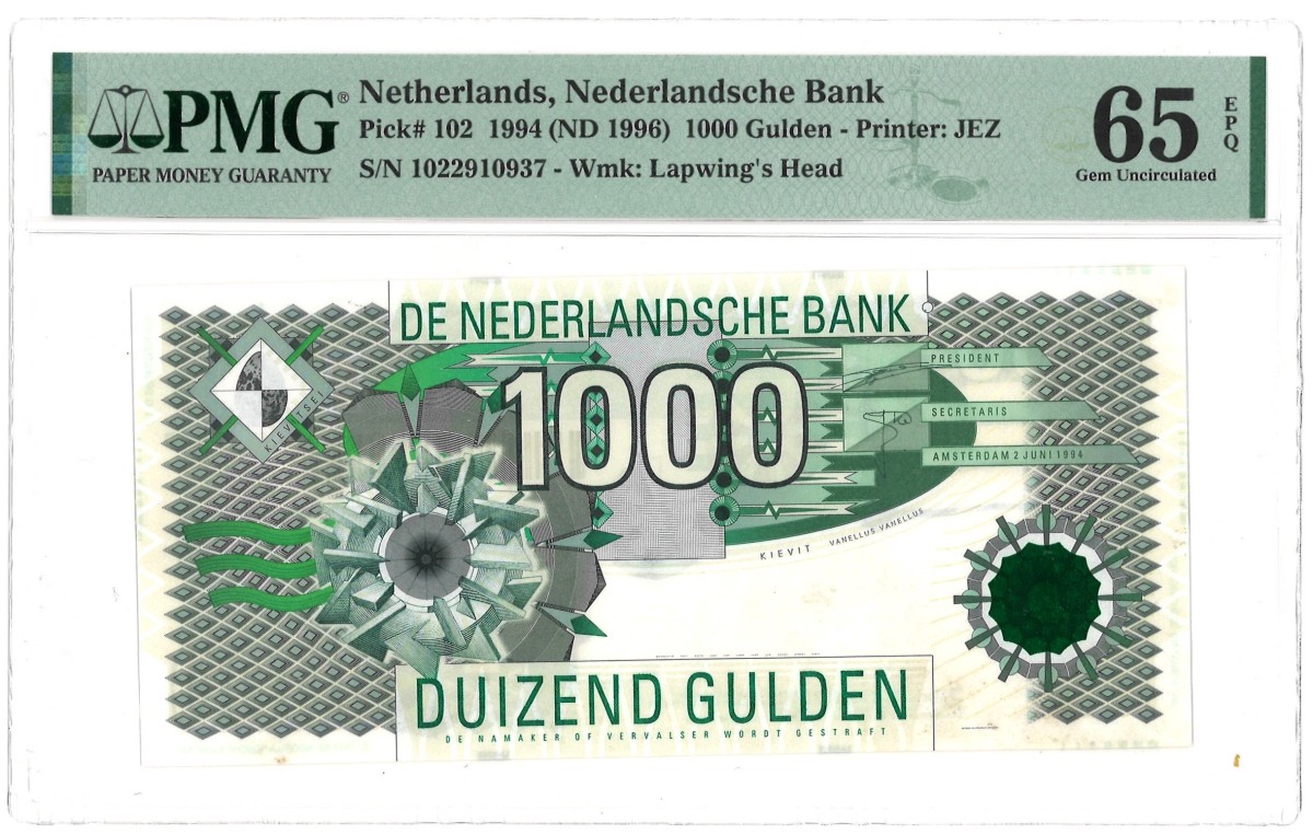 Nederland. 1000 Gulden. Bankbiljet. Type 1994 - PMG 65EPQ