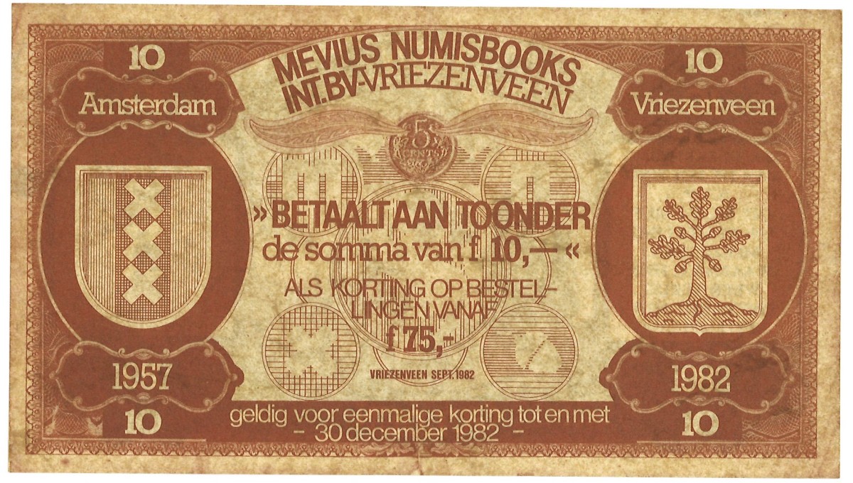 Nederland. 10 Gulden. Reclamegeld. Type ND. Type Kortingsbon. - Zeer Fraai.