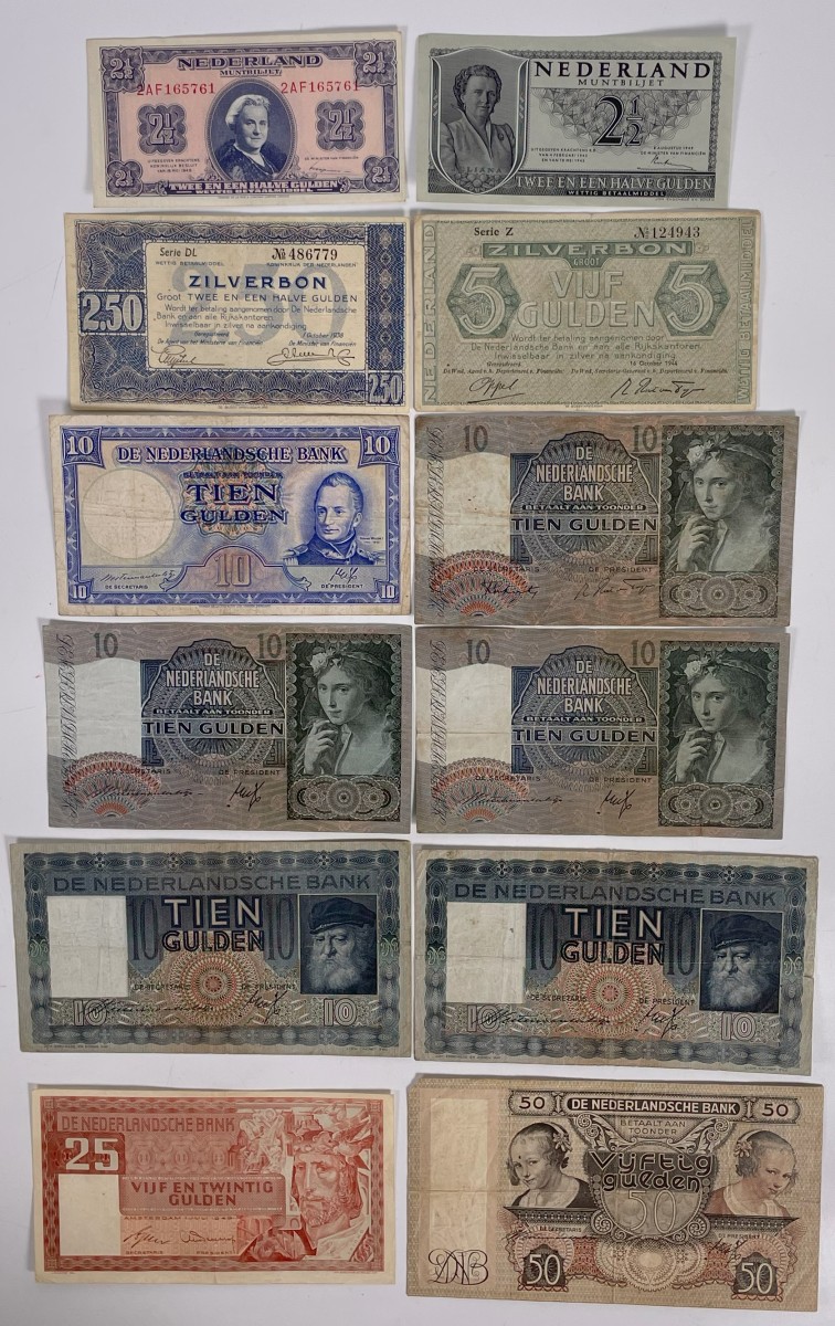 Nederland. Lot 10 Bankbiljetten. Bankbiljet. Type ND - Zeer Fraai