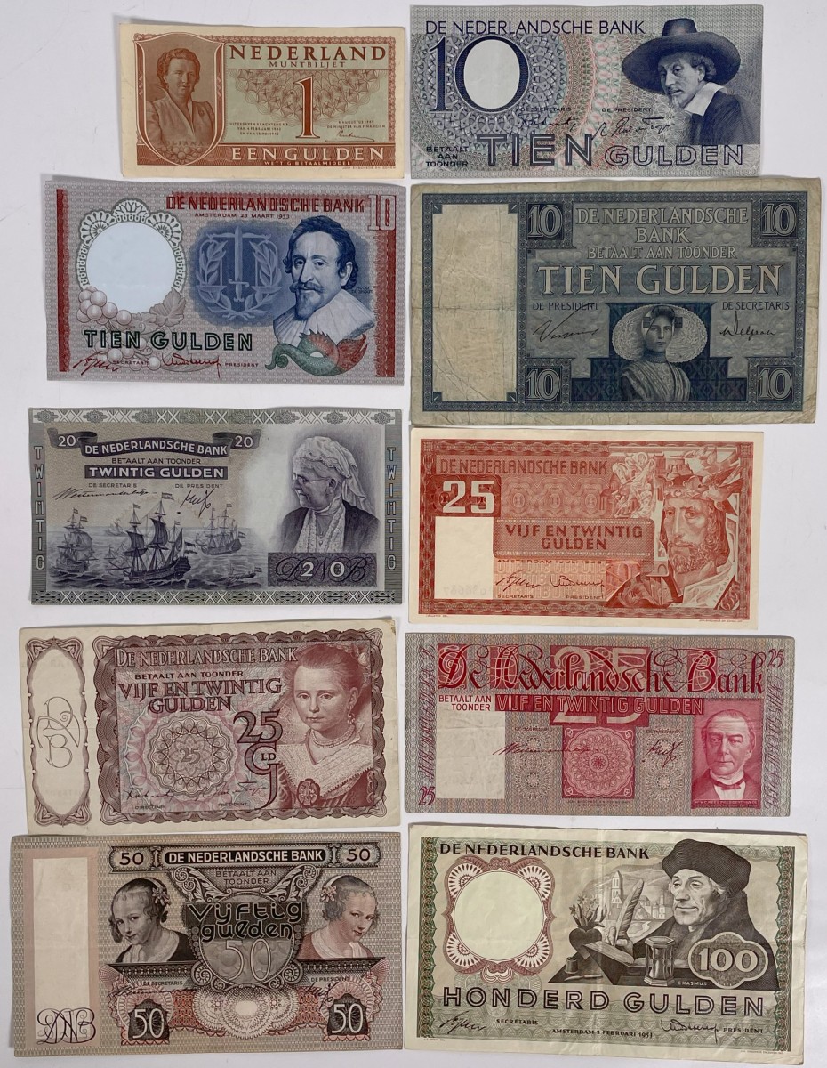 Nederland. Lot 10 Bankbiljetten. Bankbiljet. Type ND. - Zeer Fraai / Prachtig.