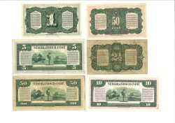 Netherlands-Indies. Lot 6 Banknotes. Banknote. Type 1943. - Very fine – UNC.