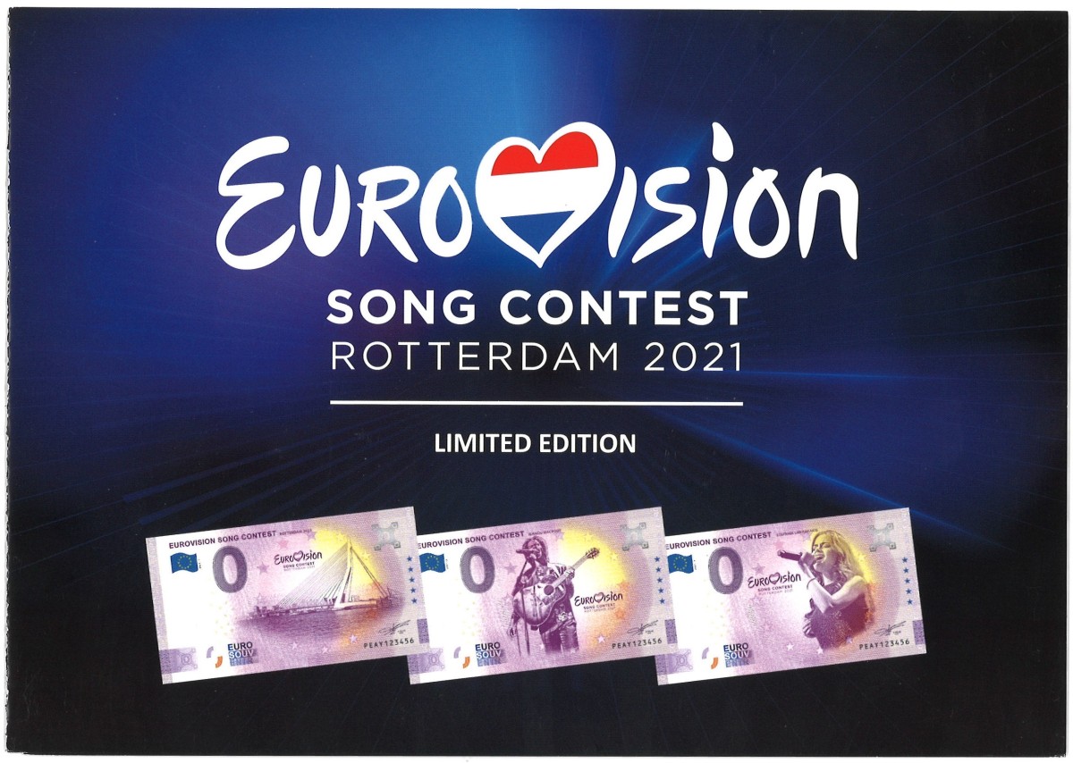 Europa. Lot 3 Banknotes. Souvenir notes. Type 2021. Type Eurovivsion 2021 Rotterdam. - UNC.