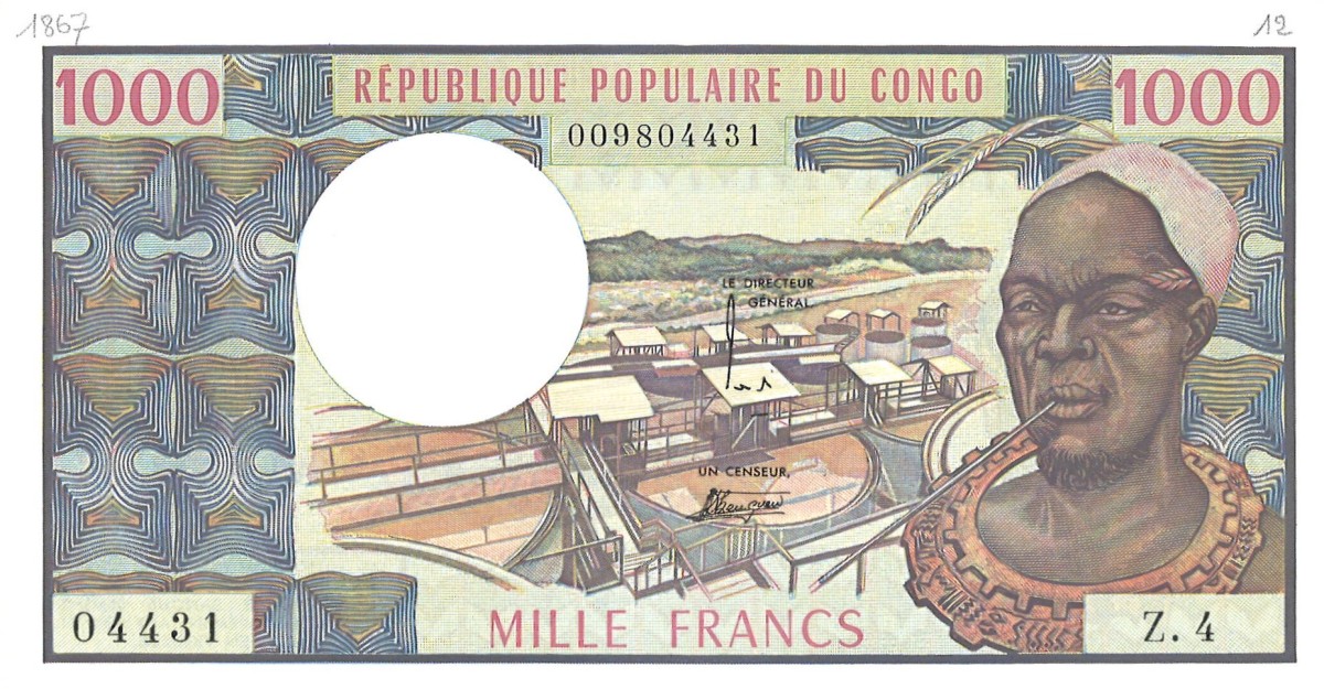 Congo. 1000 Francs. Banknote. Type ND. - UNC.