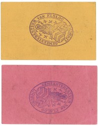 Nederland. Lot 2 biljetten. noodgeld. Type 1940. Type Gemeente Elsloo. - Prachtig.