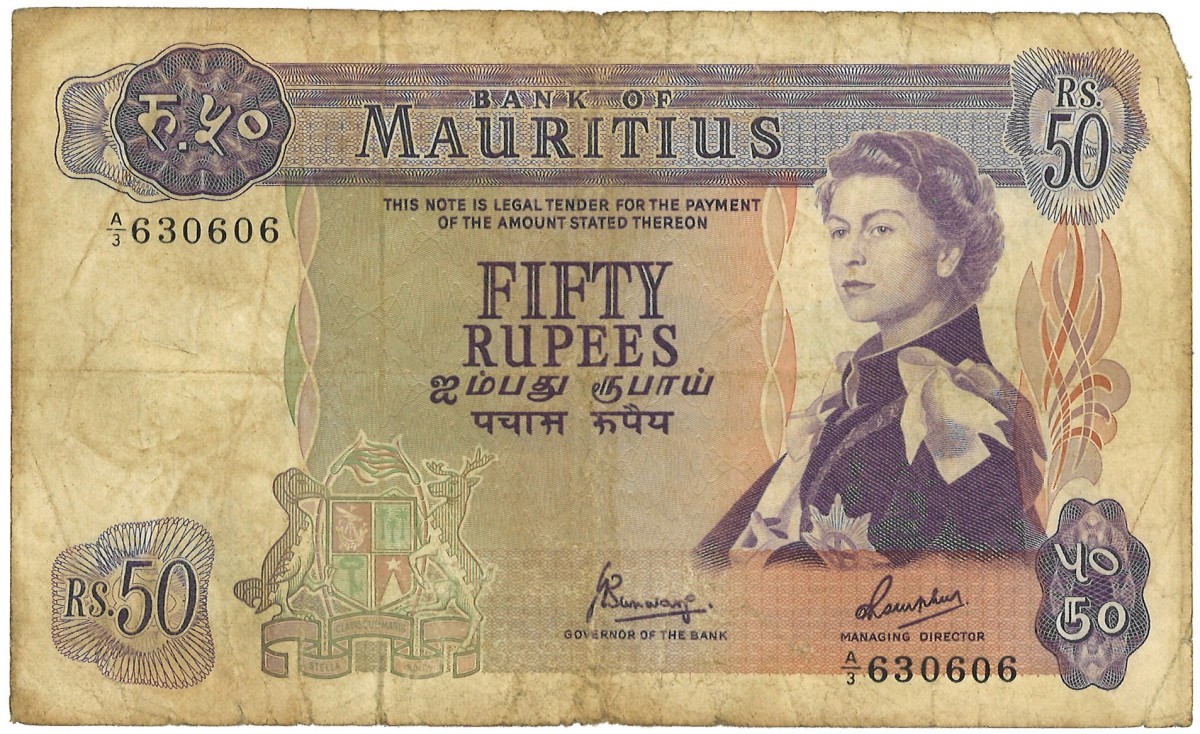 Mauritius. 50 Rupees. Bankbiljet. Type ND. - Fine.