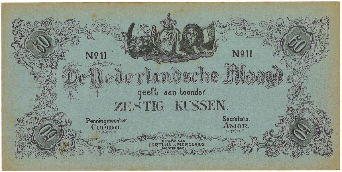 Nederland. 60 Kussen Blauw. Reclamegeld. Type ND. Type De Nederlandse Maagd. - Zeer Fraai.