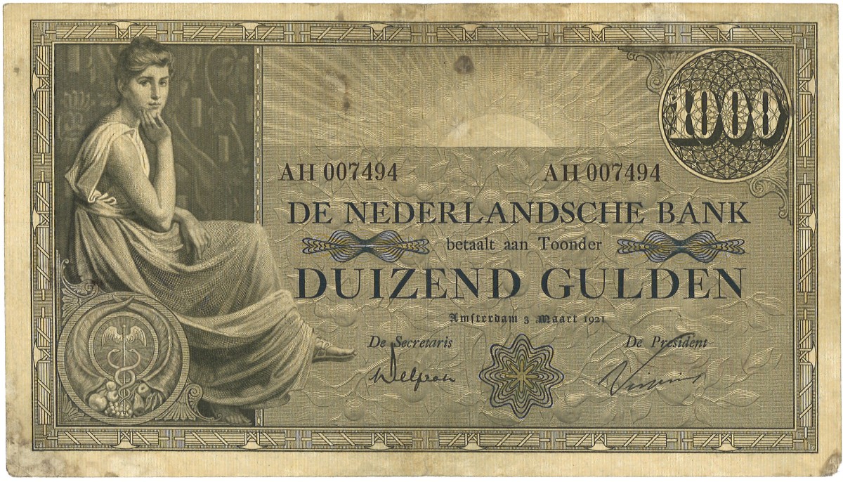 Nederland. 1000 Gulden. Bankbiljet. Type 1921. Type Grietje Seel. - Zeer Fraai -