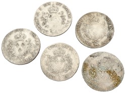 France. Louis XV. Lot (5) Ecu. 1768, 1769, 1770, 1771. F / VF.