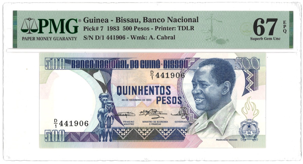 Guinea - Bissau. 500 Pesos. Banknote. Type 1983. - PMG 67EPQ