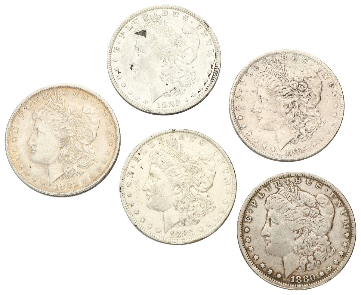 USA. New Orleans. Lot (5) Morgan Dollar. VF - XF.