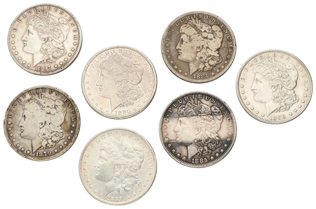 USA. San Francisco. Lot (7) Morgan Dollar. F / VF.