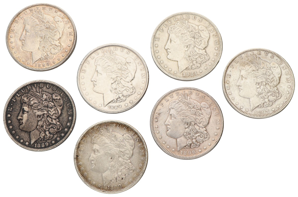 USA. Philadelphia. Lot (7) Morgan Dollar. VF - XF.