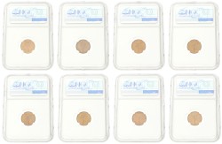 Lot (8) 1 Cent - High graded. Juliana. 1970 - 1975, 1978 & 1980.