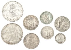 Spain. Lot (8) Mixed Coins. F - VF.