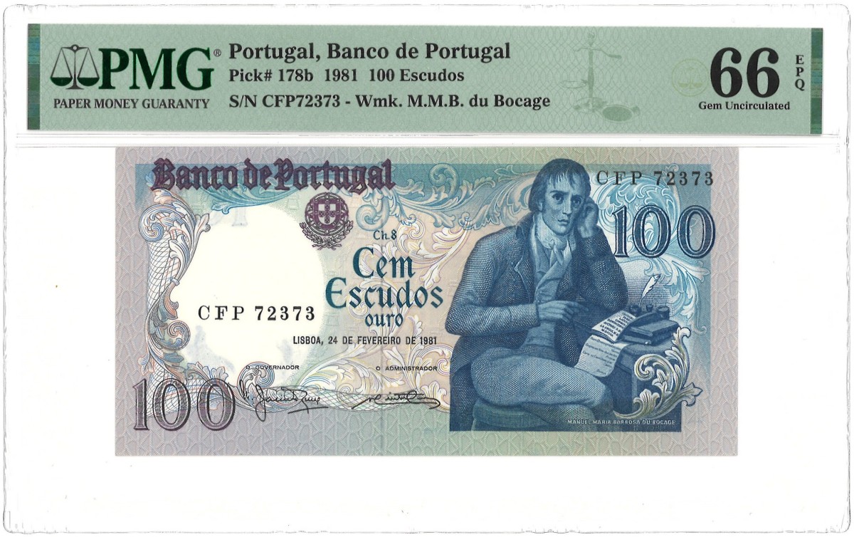 Portugal. 100 Escudos. Banknote. Type 1981. - PMG 66EPQ