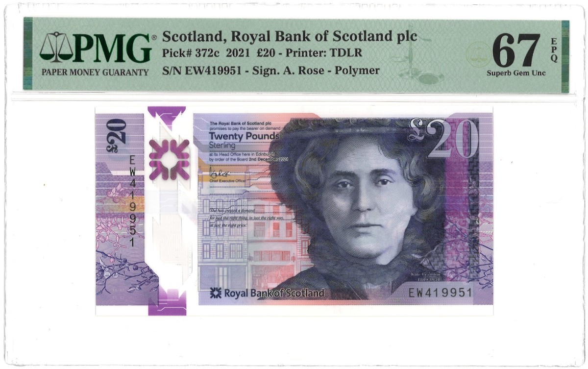 Scotland. 20 Pounds. Banknote. Type 2021. - PMG 67EPQ