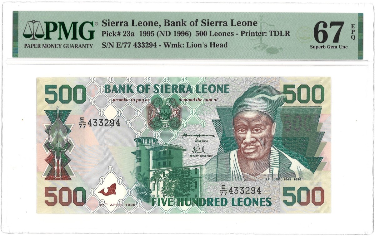 Sierra Leone. 500 Leones. Banknote. Type 1995. - PMG 67EPQ