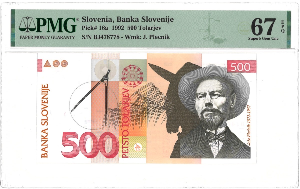 Slovenia. 500 Torlarjev. Banknote. Type 1992. Type Top pop. - PMG 67EPQ