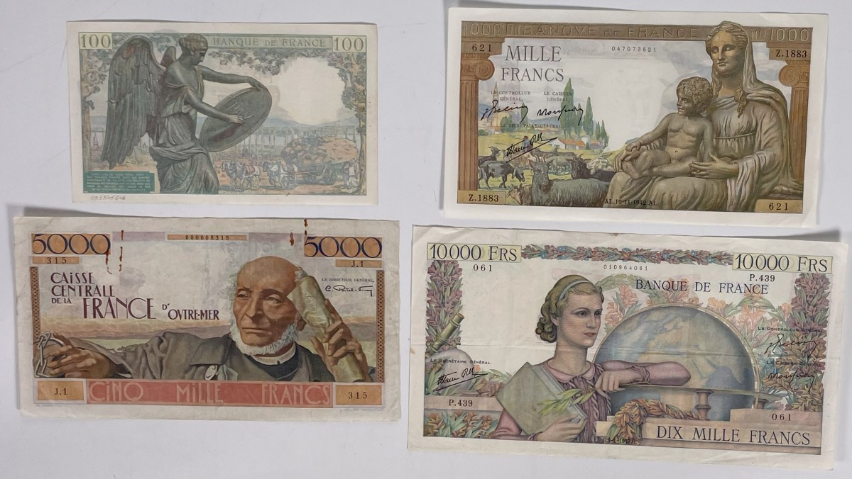France. Lot 4 Banknotes. Banknote. Type ND. - Fine / Very fine.