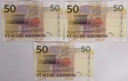 Sweden. Lot 3 Banknotes. Banknote. Type ND. - UNC.