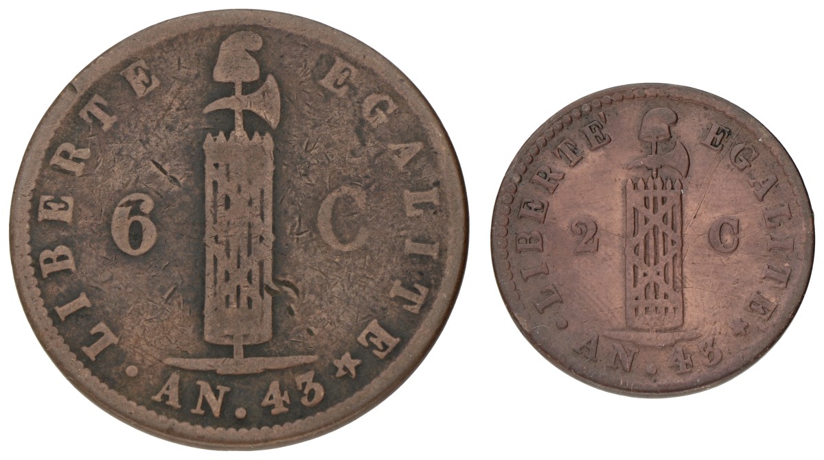 Haiti. Lot (2) 6 Centimes & 2 Centimes. An 43 / 1846. F - VF.