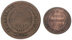 Haiti. Lot (2) 6 Centimes & 2 Centimes. An 43 / 1846. F - VF.