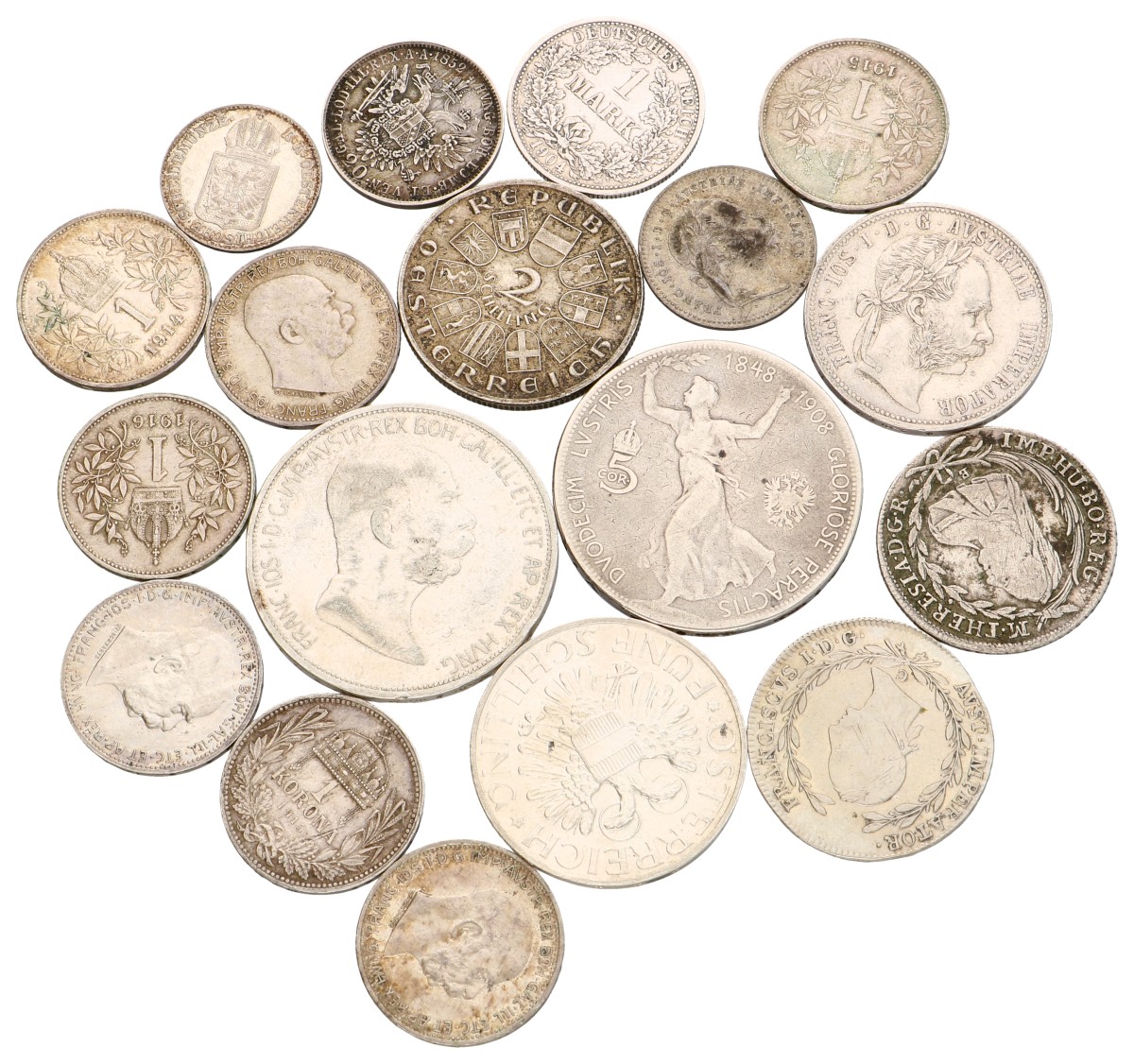 Austria. Lot (18) Silver coins. 1780 - 1936. VF - XF.