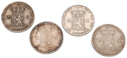 Lot (4) 2½ Gulden. Willem II. 1846-48. Gemiddeld Zeer Fraai.