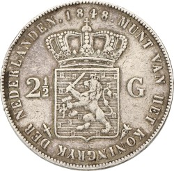 2½ Gulden. Willem II. 1848. Zeer Fraai -.