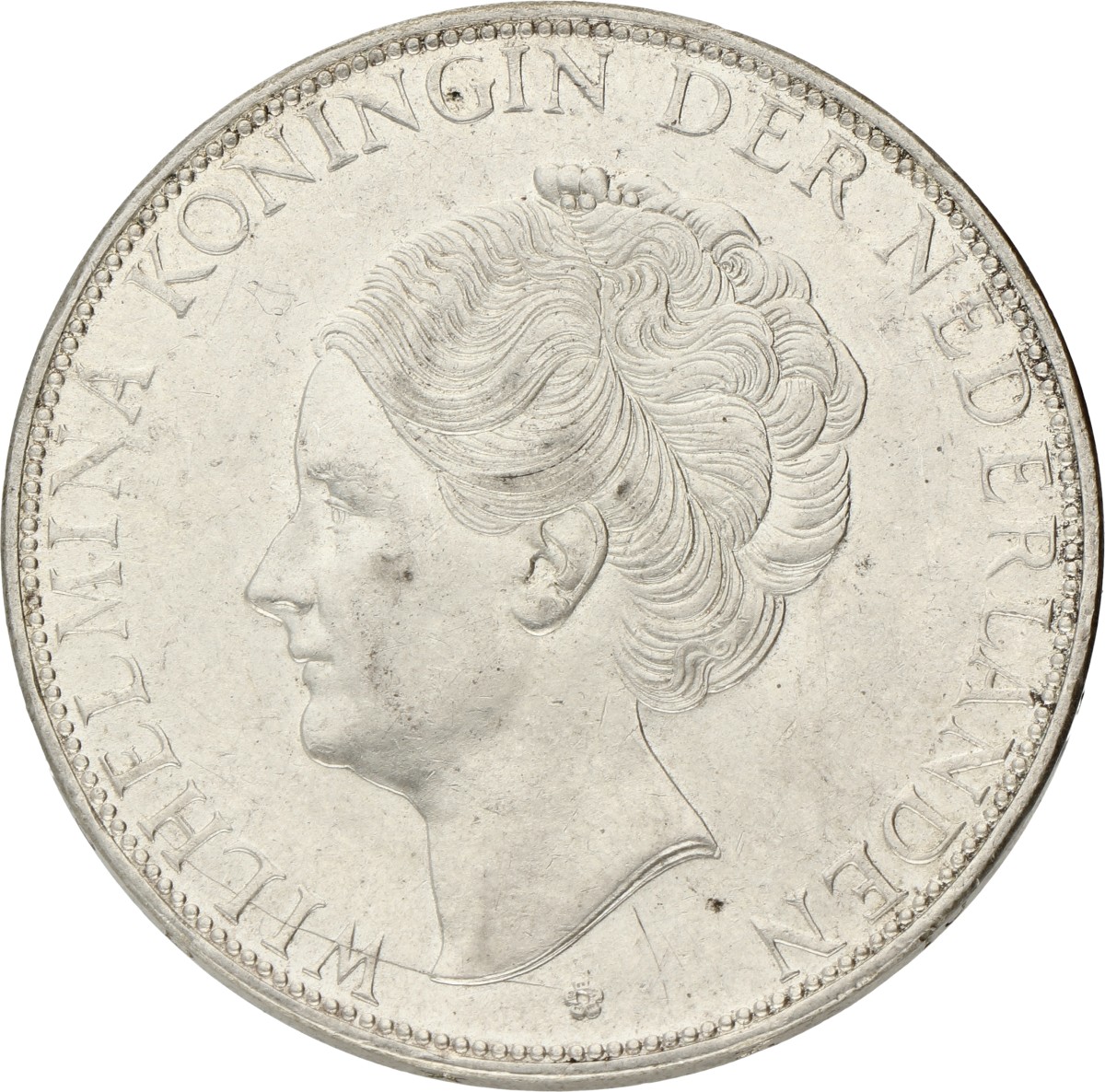 2½ Gulden. Wilhelmina. 1938b Grofhaar. Prachtig +.