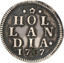 Zilveren duit. Holland. 1717. Zeer Fraai.