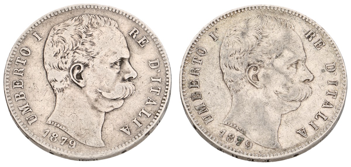 Italy. Umbero I. Lot (2) 5 Lire. 1879. Very fine.