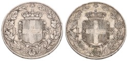 Italy. Umbero I. Lot (2) 5 Lire. 1879. Very fine.