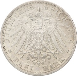 German states. Bavaria. Ludwig III. 3 Mark. 1914. XF -.